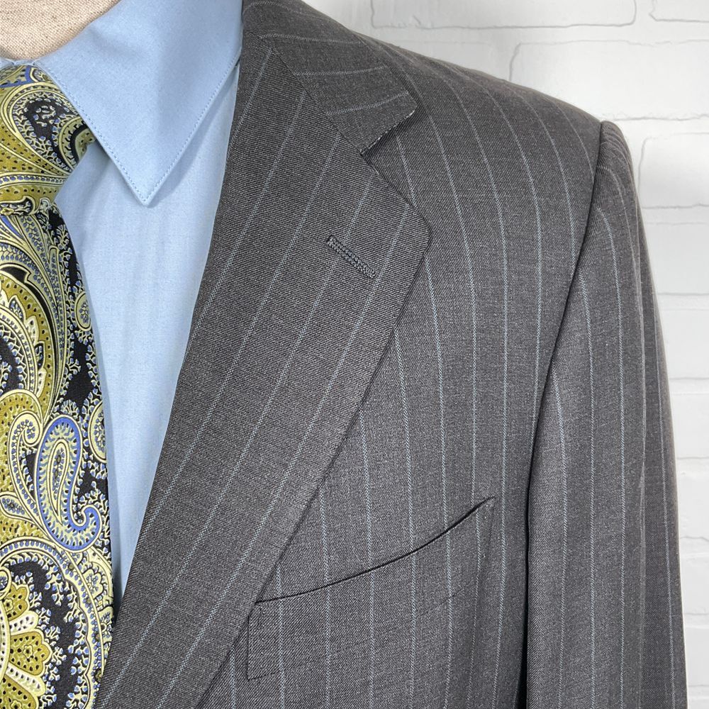 Ermenegildo Zegna Blazer Men 40 Gray Blue Pinstripe Barneys Classic Career Wool